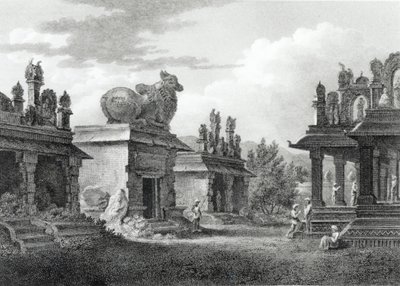 Pagodas at Calicut, Engraved by W. Angus by Henry Salt